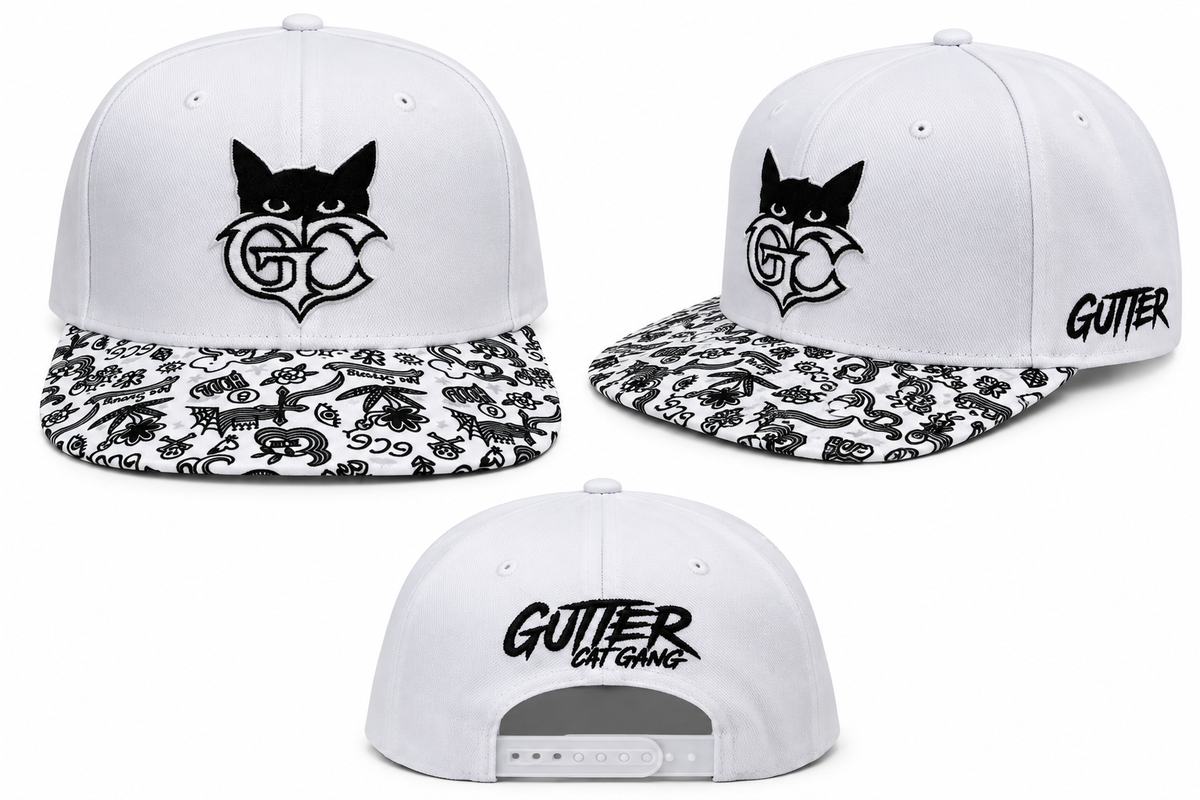 Gutter Cat Gang Signature Snapback Hat – White Style