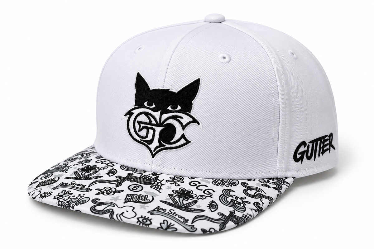 Gutter Cat Gang Signature Snapback Hat – White Style