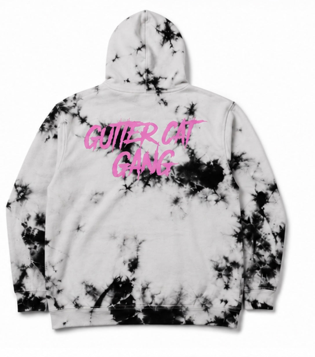 Gutter Cat Gang Tie-Dye Hoodie – Black & White | Limited Edition