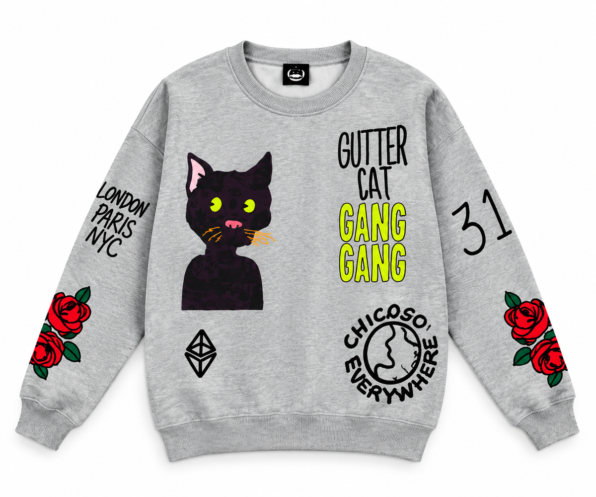 Gutter Cat Gang × Jugrnaut Chicago Gray Crewneck