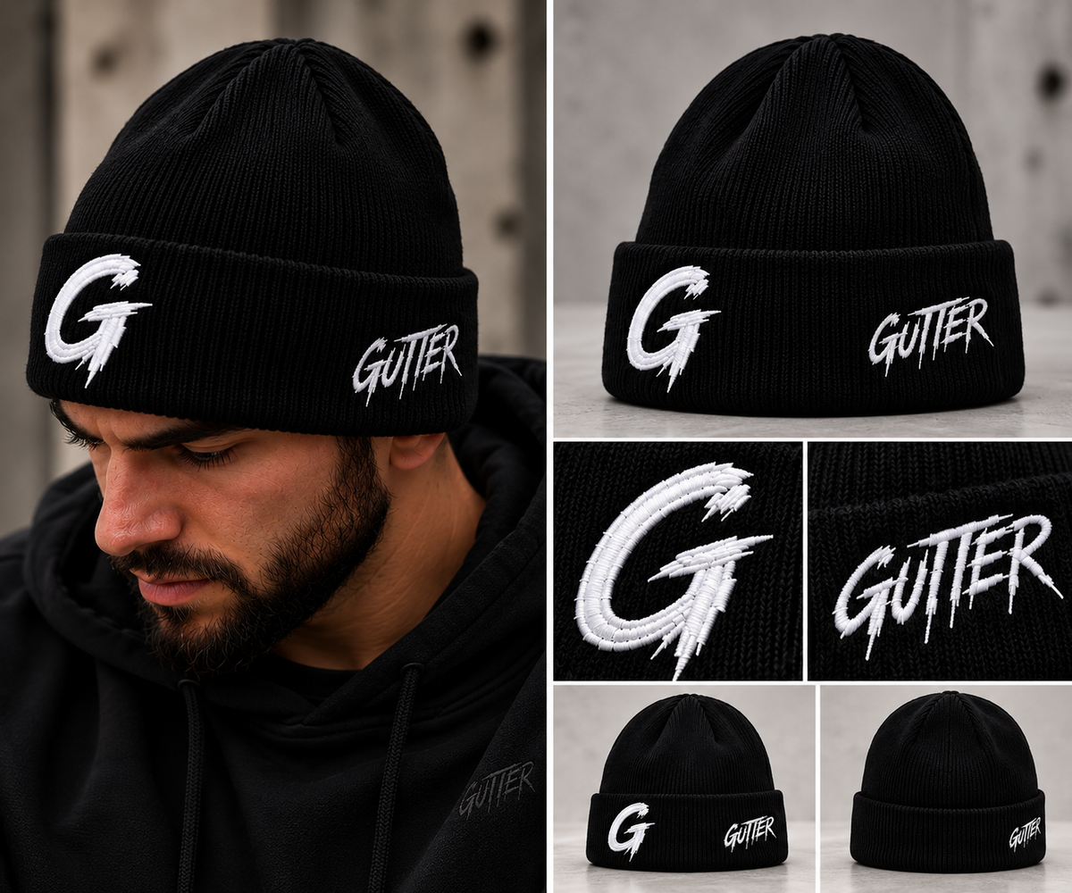 BLACK — Gutter Signature Beanie
